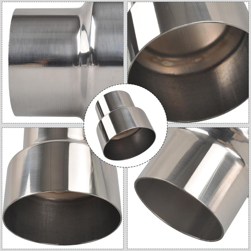 SSN Exhaust Pipe Reducer Component Adapter 3 Inch OD to 4.0 Inch OD Polished 304 Stainless Steel Universal OD 3" to OD 4.0" Exhaust Pipe Reducer Adapter 4 Inch Length-Pair 2 Pcs - Image 2